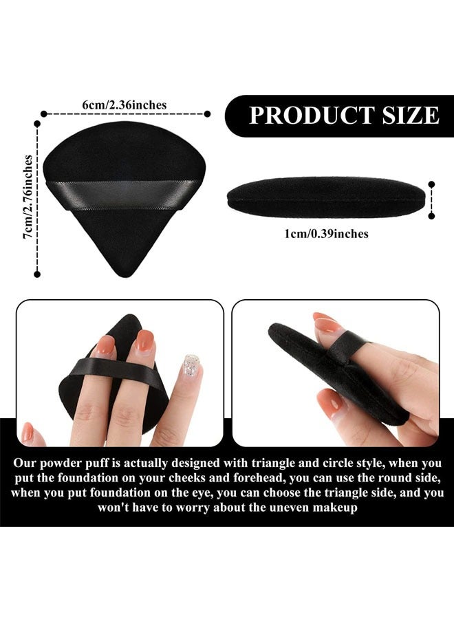 KASTWAVE Pure Powder Puff Face Triangle Soft Makeup Powder Puff for Loose Powder Mineral Powder Body Powder Makeup Tool with Strap(Black and Pink - 10 Pcs) - Image 2