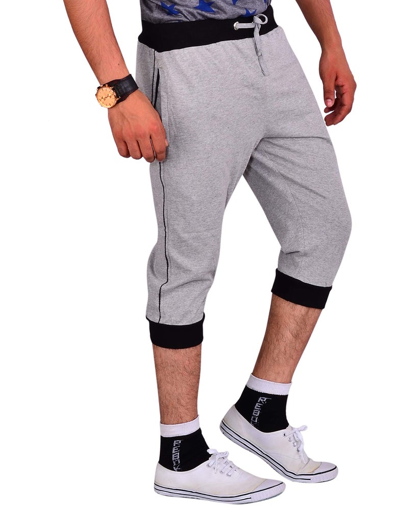 VEGO Mens Cotton Cuff Or Grip Three by Fourth, 3/4, Capri, Three Quarter Grey Regular - Image 3