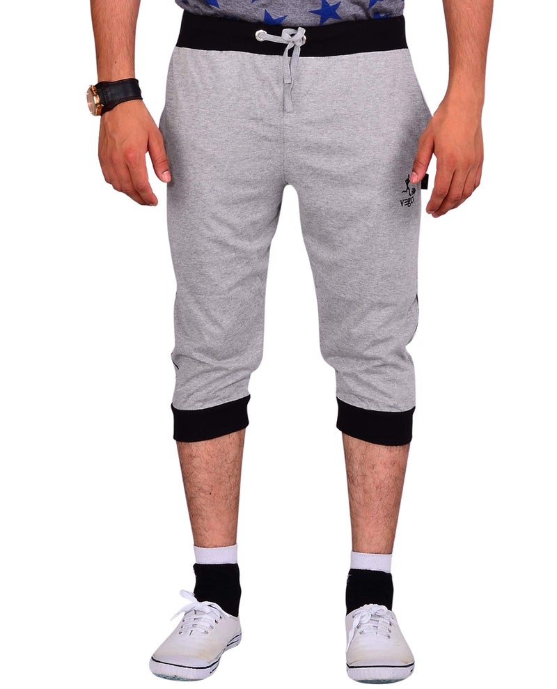 VEGO Mens Cotton Cuff Or Grip Three by Fourth, 3/4, Capri, Three Quarter Grey Regular - Image 1