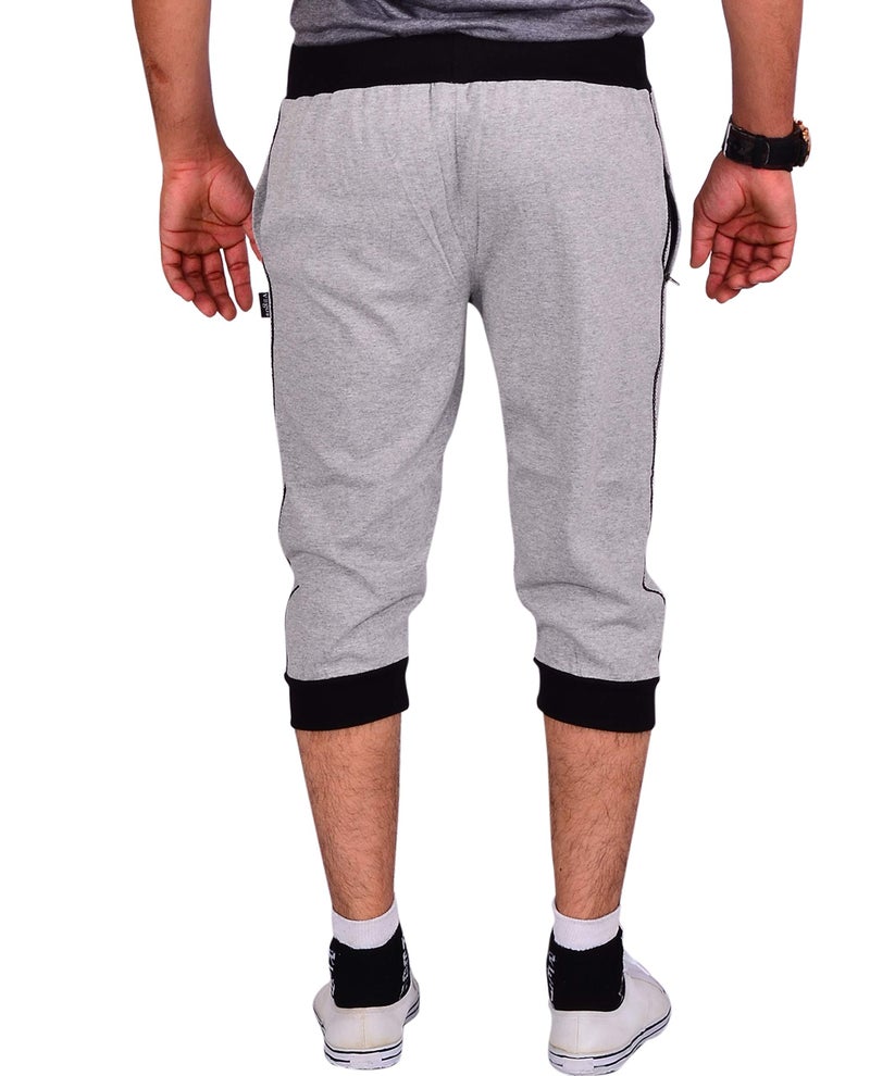 VEGO Mens Cotton Cuff Or Grip Three by Fourth, 3/4, Capri, Three Quarter Grey Regular - Image 4