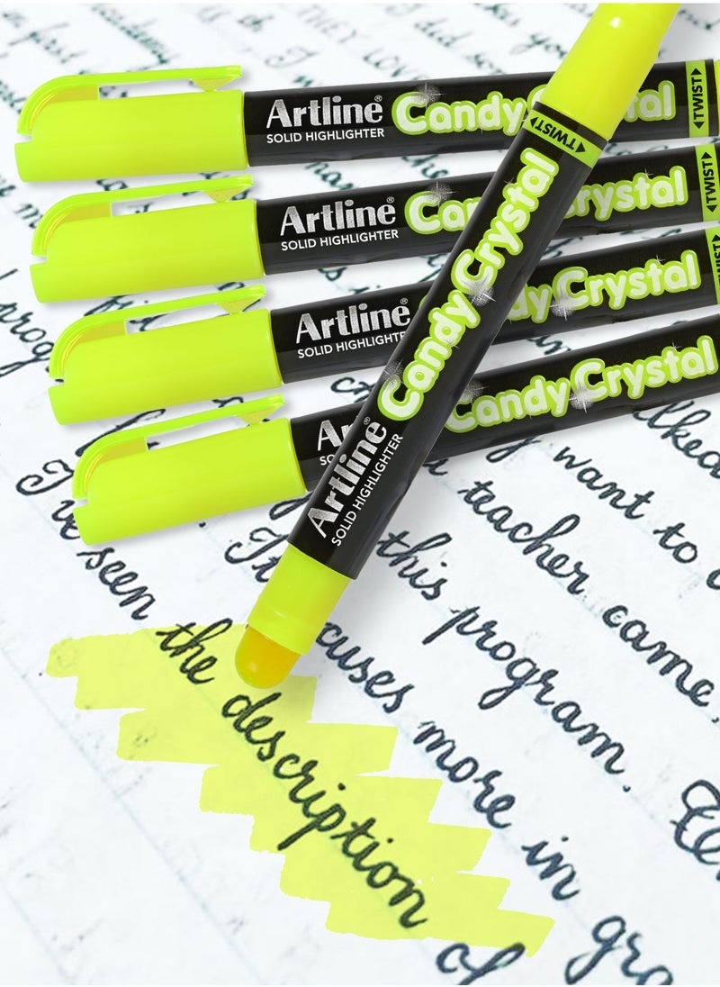 Artline - Artline 12 Pieces 680 Solid Highlighter, Candy Crystal Text Marker, Colour:Yellow - ARFLEK-680YL - Image 1