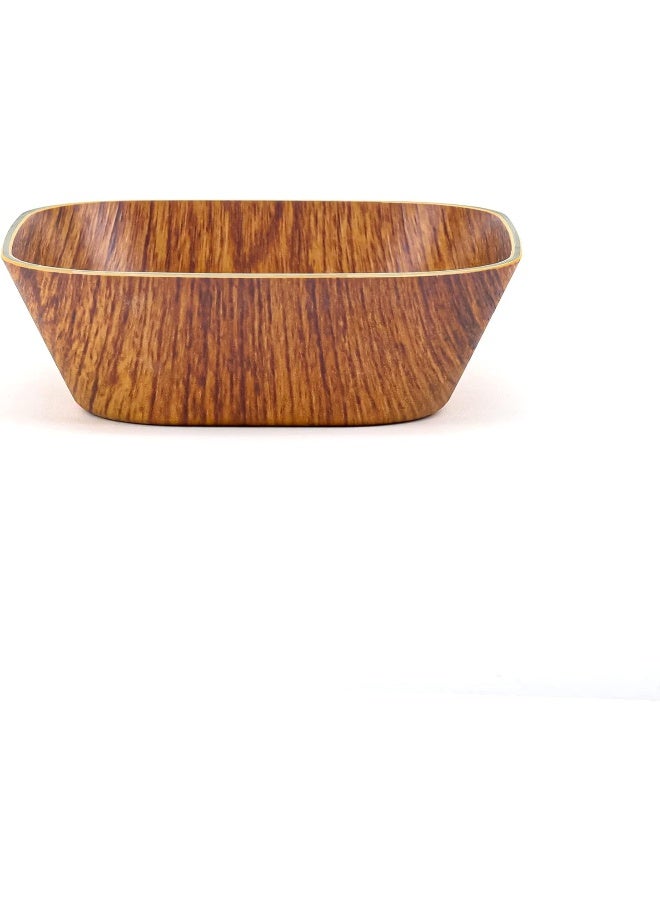 Hometown وعاء إيفلين الخشبي المصنوع من البوليسترين لتقديم الأرز والسلطة والحساء والفواكه والوجبات الخفيفة، أوعية خشبية مصنوعة يدويًا، أدوات مائدة للمطبخ، أدوات مائدة لتناول الطعام، خفيفة الوزن ومتينة، لون بني (M - 14x5 سم) - Image 1