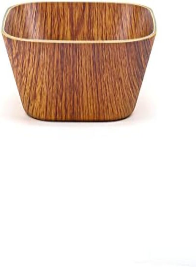 Hometown وعاء إيفلين الخشبي المصنوع من البوليسترين لتقديم الأرز والسلطة والحساء والفواكه والوجبات الخفيفة، أوعية خشبية مصنوعة يدويًا، أدوات مائدة للمطبخ، أدوات مائدة لتناول الطعام، خفيفة الوزن ومتينة، لون بني (M - 14x5 سم) - Image 5