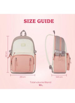 Genie Genie LIT Beige Backpack for Women & Girls with 14" laptop compartment| College bag for Women & Girls| 6 zips with Secret Pocket | Water Resistant Bags | Laptop Backpack for Women  - Image 2