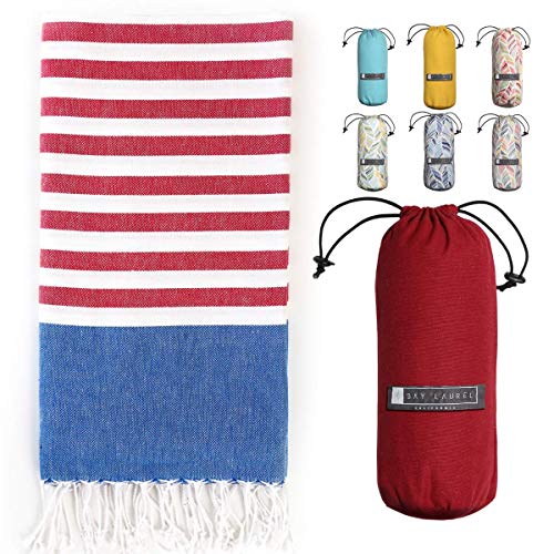 BAY LAUREL Turkish Beach Towel with Travel Bag 39 x 71 Quick Dry Sand Free Lightweight Large Oversized Towels Light - Image 1