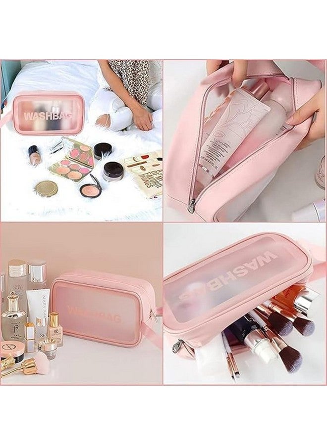 EAFTOS Clear Makeup Pouch Set, Cosmetic Organizer Bag for Women and Girls EAFTOS Travel Waterproof Toiletry Storage Kit (Set of 3 Light Pink) - Image 5