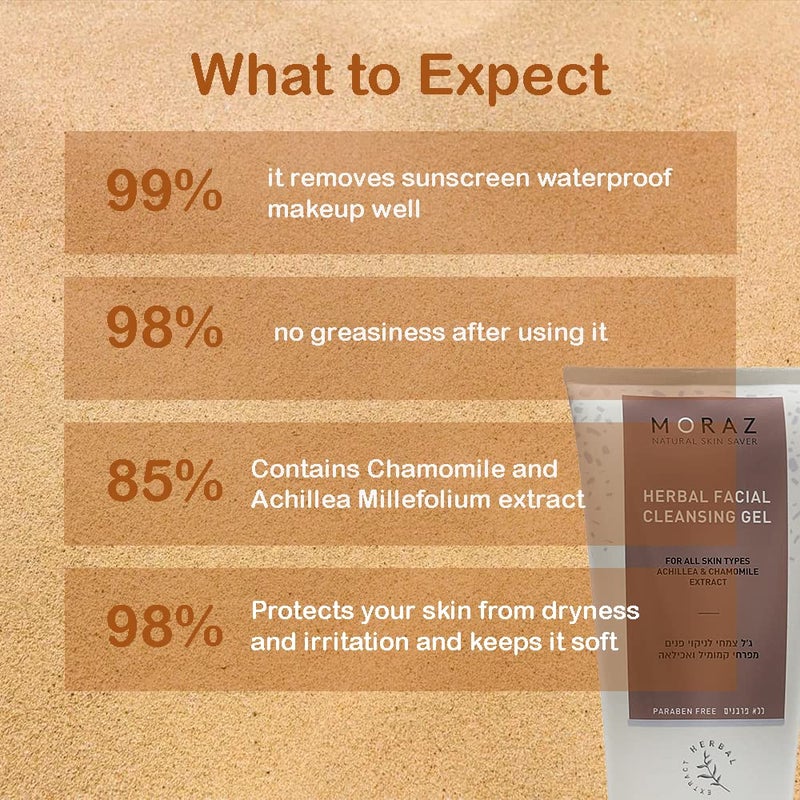 Moraz Herbal Facial Cleansing Cream for All Skin Types Gentle Facial Cleanser with Achillea & Chamomile Extract, Refreshing Daily Cleanser to Deep Clean Pores, 5.1 FL.OZ - Image 2