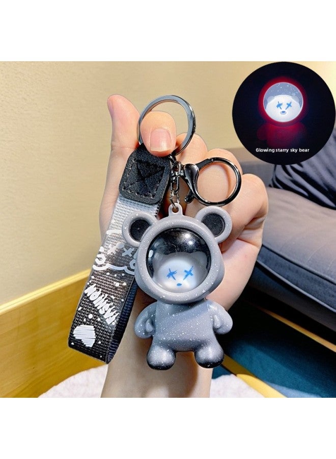Luminous Backpack Keychain Trendy Lighted Luminous Starry Sky Astronaut Glossy Doll Car Keychain Small Gift 
