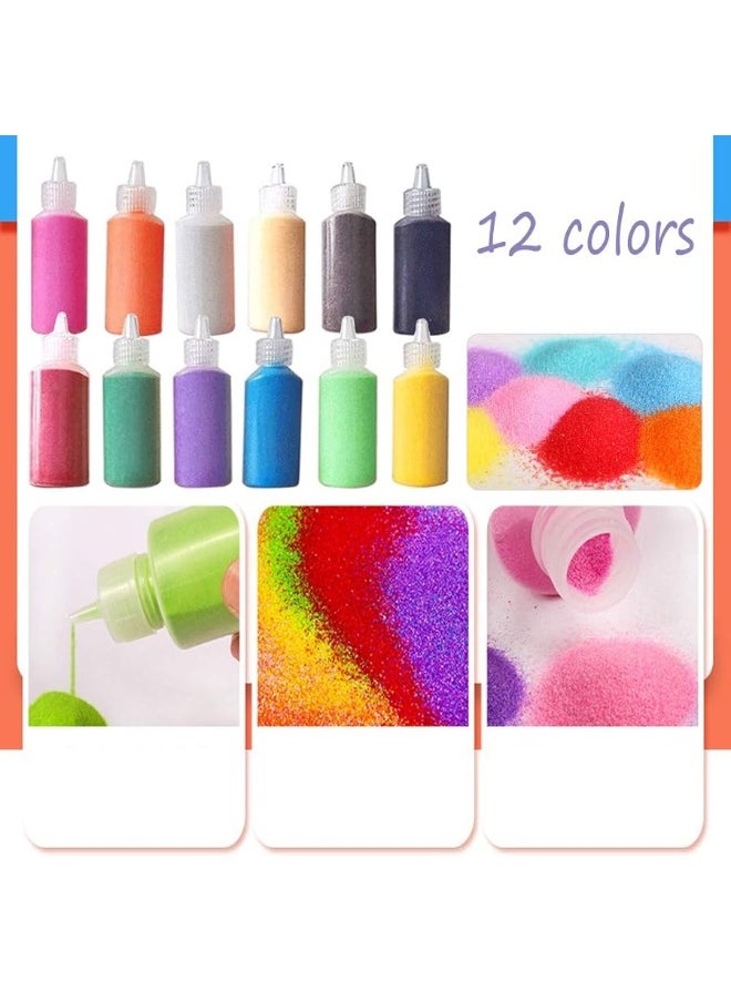 Panxxsen Panxxsen Art Sand 12 PCS, 1.25oz DIY Arts & Crafts Kit, Rainbow Colors for Kids' Arts & Crafts, Terrarium Sand Play, Decorations and Crafty Collection Sand Bottles  - Image 3