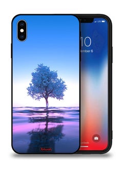 Apple iPhone XS Protective Case Tree Neon Body Of Water Reflection Digital Art