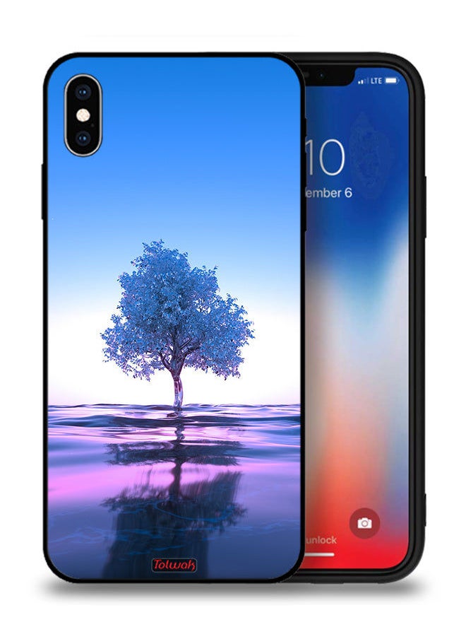 Tolwak - Apple iPhone XS Protective Case Tree Neon Body Of Water Reflection Digital Art - Image 1