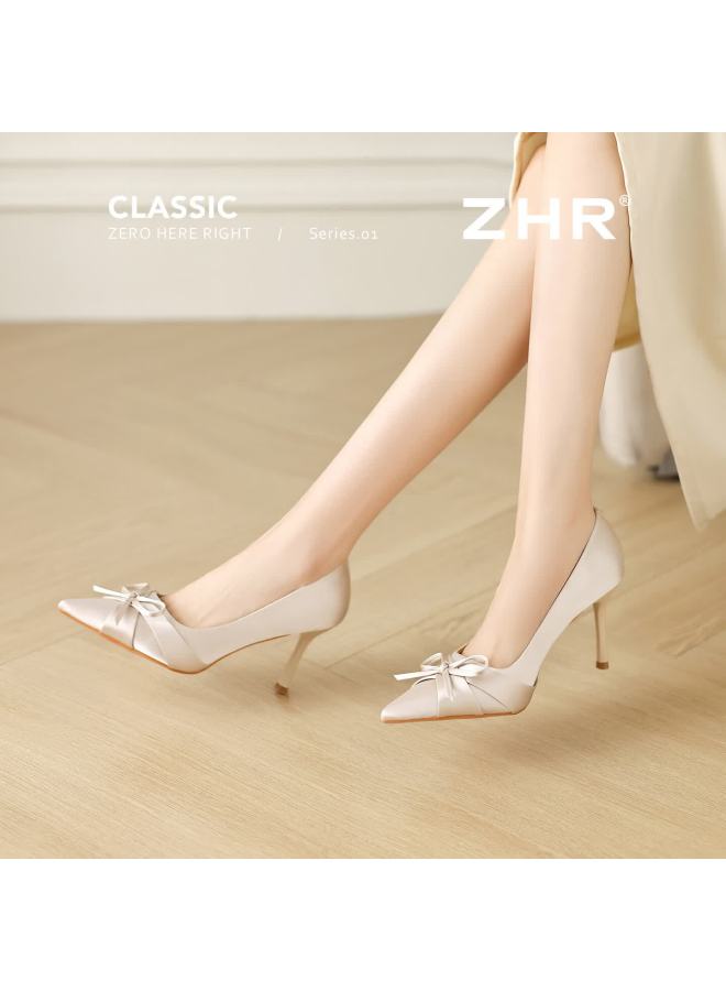 Zhr Zez High Heels Women  New Thin Heel Pointed Toe Professional Single Shoes Comfortable Elegant Lady Shoes Ie66 Nude 36 - Image 4