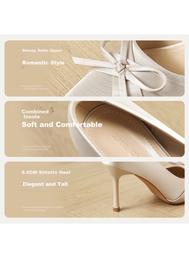 Zhr Zez High Heels Women  New Thin Heel Pointed Toe Professional Single Shoes Comfortable Elegant Lady Shoes Ie66 Nude 36 - Image 5