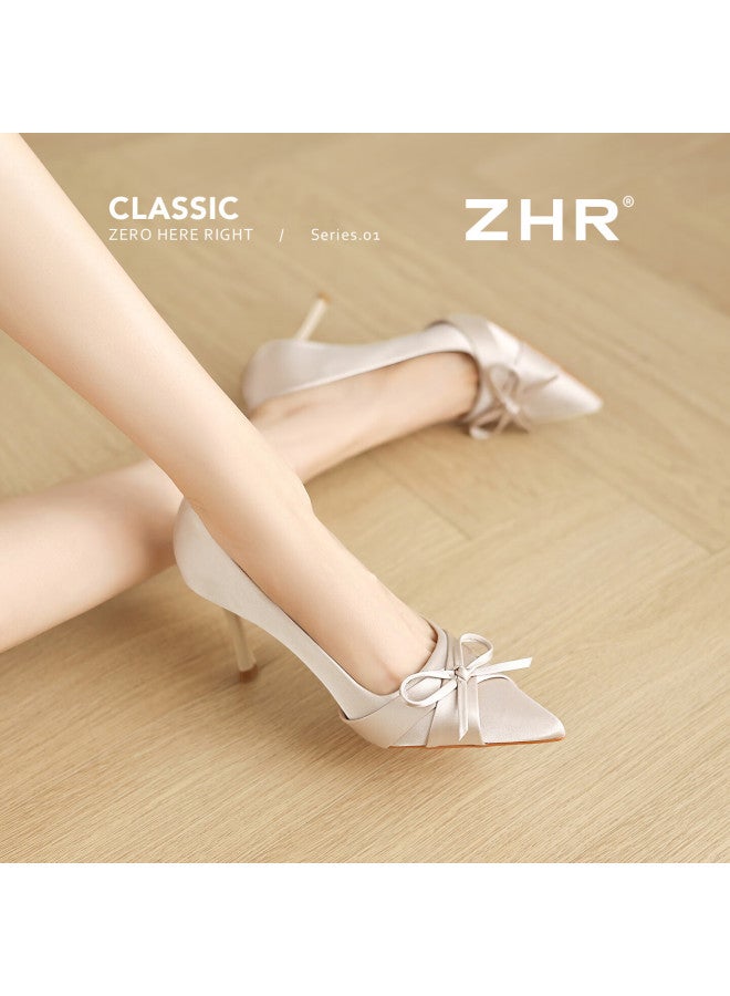 Zhr Zez High Heels Women  New Thin Heel Pointed Toe Professional Single Shoes Comfortable Elegant Lady Shoes Ie66 Nude 36 - Image 3