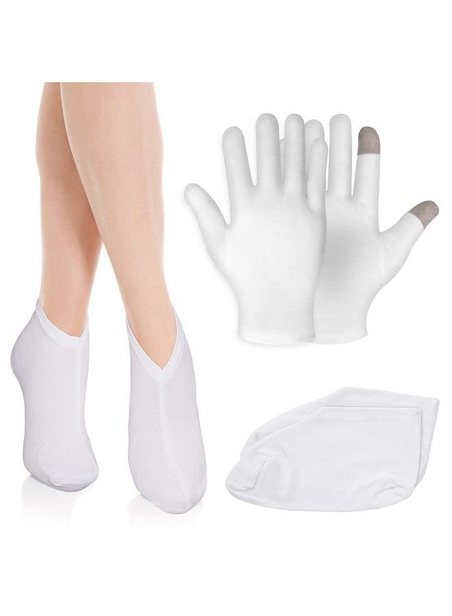 Sibba 2 Pairs Moisturizing Gloves And Socks Touch Screen Moisturizing Gloves For Overnight Bedtime Heal Eczema Sleeping Lotion Hand Spa Treatment Gloves Socks Repair Rough Cracked Dry Chapped Skin  - Image 1