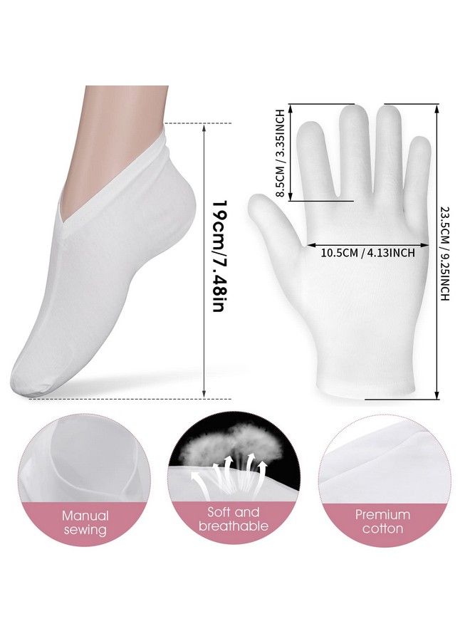 Sibba 2 Pairs Moisturizing Gloves And Socks Touch Screen Moisturizing Gloves For Overnight Bedtime Heal Eczema Sleeping Lotion Hand Spa Treatment Gloves Socks Repair Rough Cracked Dry Chapped Skin  - Image 3
