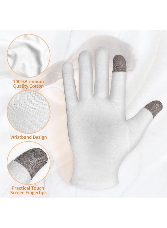 Sibba 2 Pairs Moisturizing Gloves And Socks Touch Screen Moisturizing Gloves For Overnight Bedtime Heal Eczema Sleeping Lotion Hand Spa Treatment Gloves Socks Repair Rough Cracked Dry Chapped Skin  - Image 4