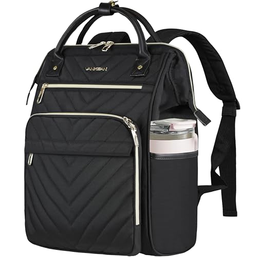 VANKEAN 17 Inch Laptop Backpack for Women Fashion Computer Work Bag Large Capacity Waterproof Backpack College Daypack Business Travel Black - Image 1