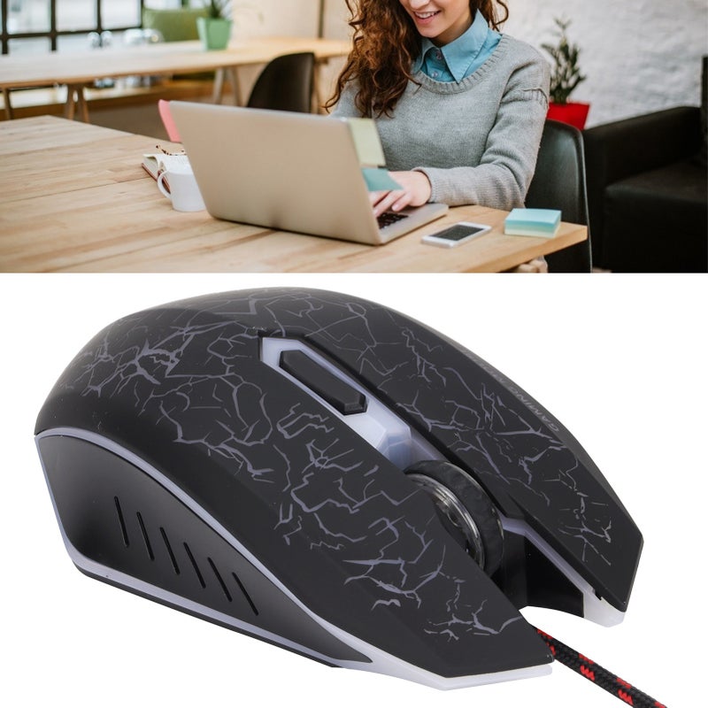 Wired Gaming Mouse USB Port Ergonomic 3200 DPI Adjustable RGB Optical Computer AccessoriesBlack - Image 4