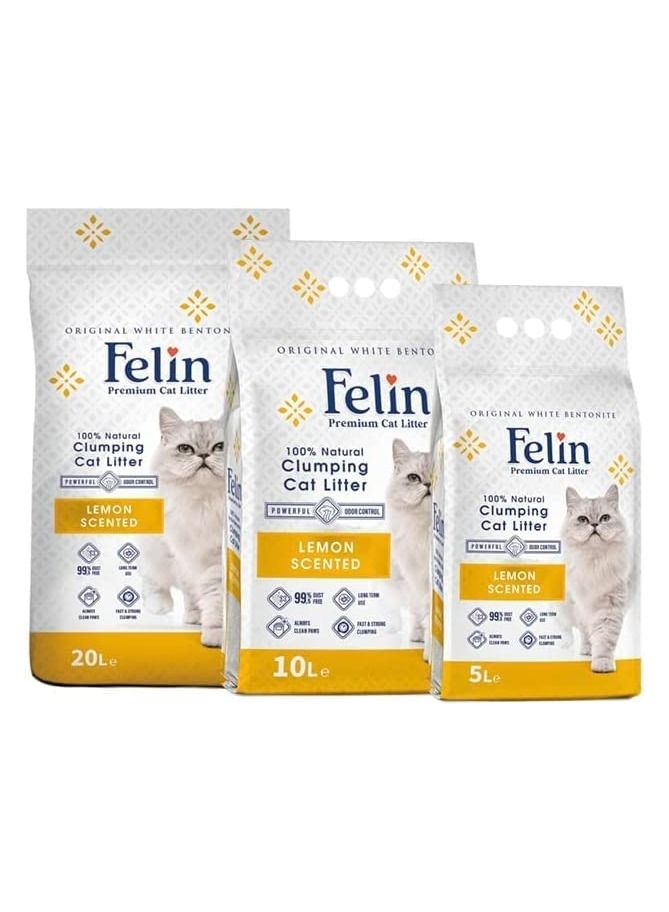 فيلين بريميوم للقطط (20 لتر) فضلات قطط طبيعية متكتلة خالية من الغبار (ليمون) - Image 2