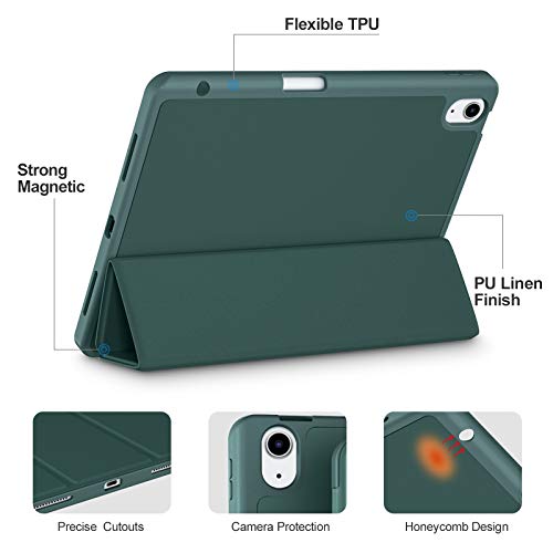 Akkerds Compatible with iPad Air 6th Generation 11 Inch Case M2 2024, for iPad Air 5th/4th Generation Case 2022/2020 10.9 Inch with Pencil Holder[Auto Sleep/Wake], PineGreen - Image 3