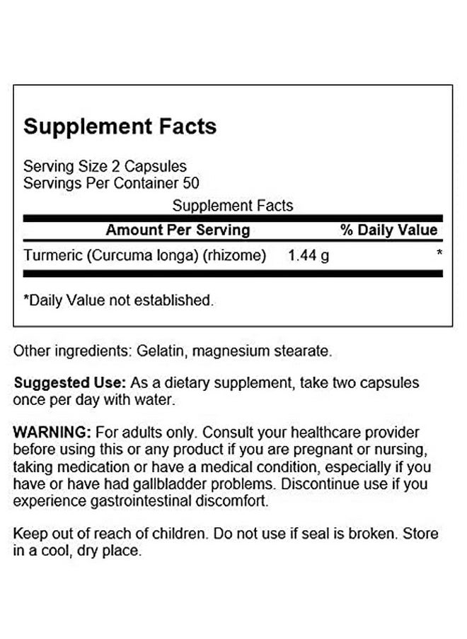 Swanson Premium Swanson Turmeric Curcumin Antioxidant Joint Health Cardiovascular Liver Detox Mood And Memory Support Supplement Curcuma Longa (Rhizome) 1.44 Grams (1440 Mg) 100 Capsules (2 Pack)  - Image 3