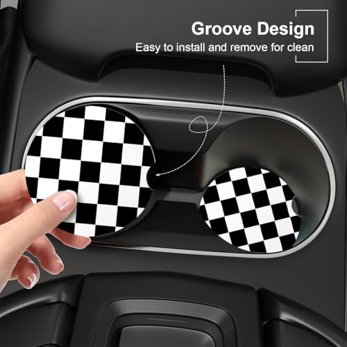 lethooly Ceramic Car Coasters – Absorbent Car Cup Holder Coaster Set for Women, Cute Aesthetic Car Accessories for Girls, 2 Pack (Pale Green) - Image 2