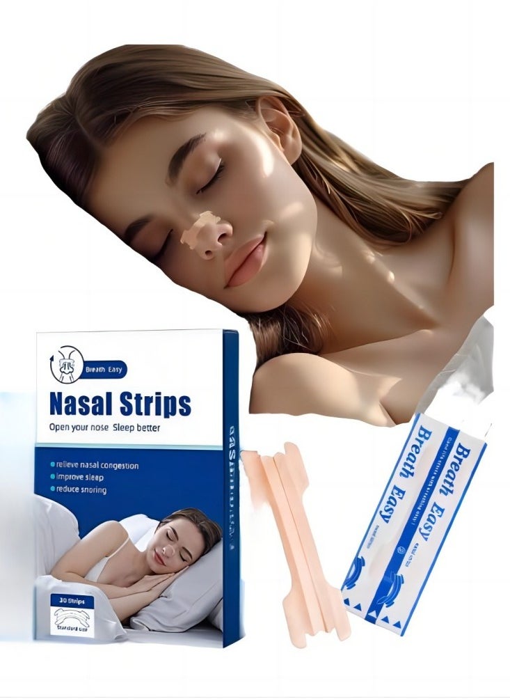 Generic Anti-snoring nasal patch start kit (30 pieces) - Increase oxygen intake, reduce snoring, and improve sleep quality - Anti-sweat, skin-safe nose patch - No medications or chemicals, (large size)  - Image 1