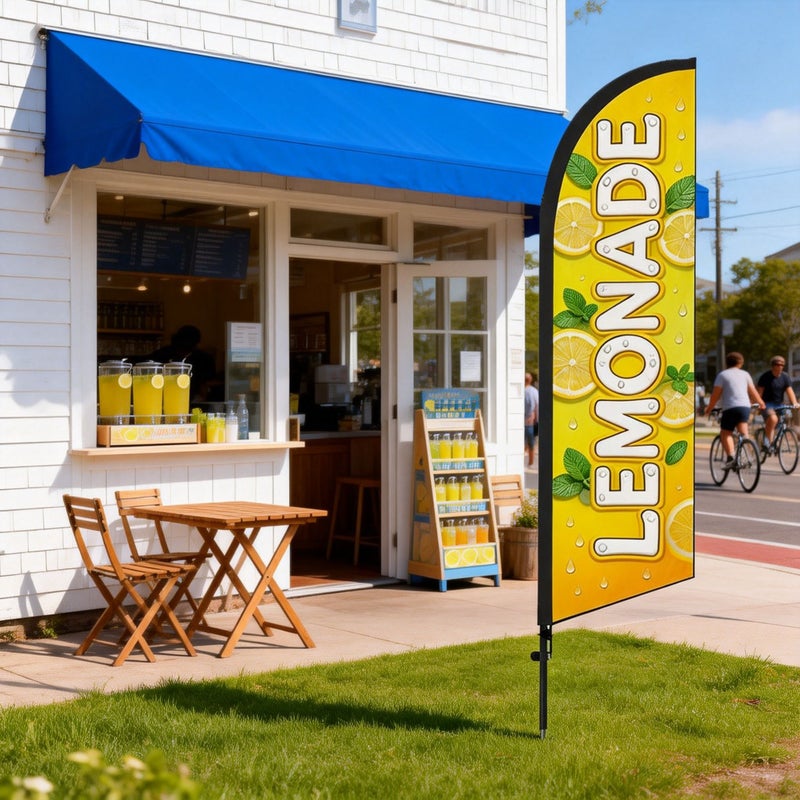 Lemonade Themed 6.5 Ft Advertising Banner Flag Double Sided Sunproof Wind Resistant Durable Flag Only - Image 3