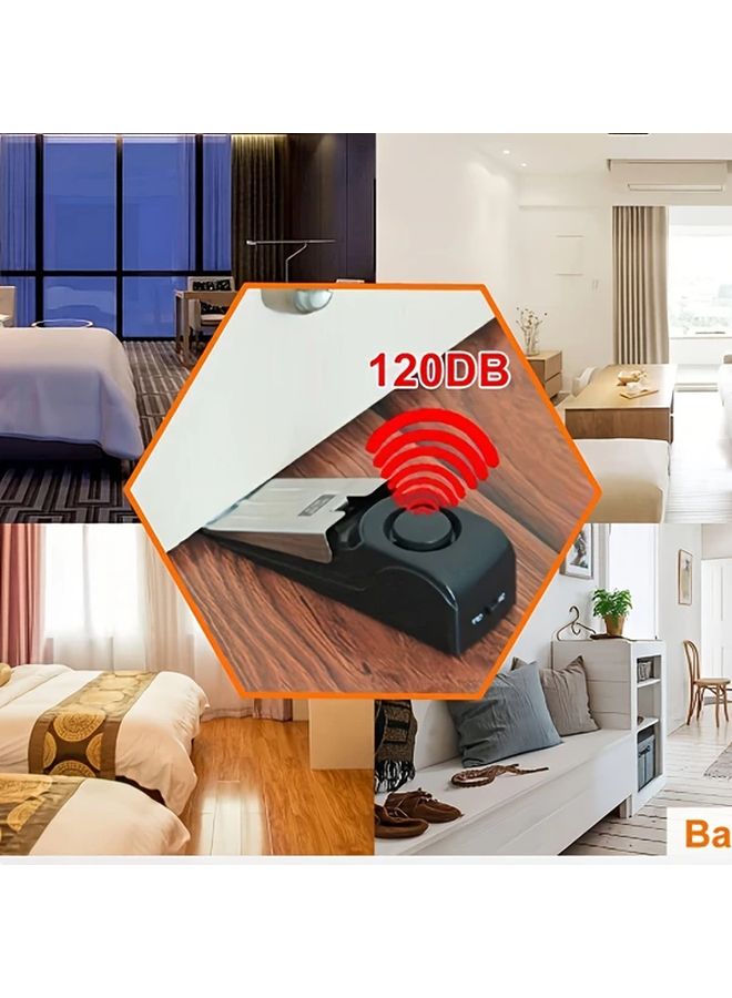 Black Portable Door Stop Alarm With Monitoring Keypad Theft System For Home - Image 3