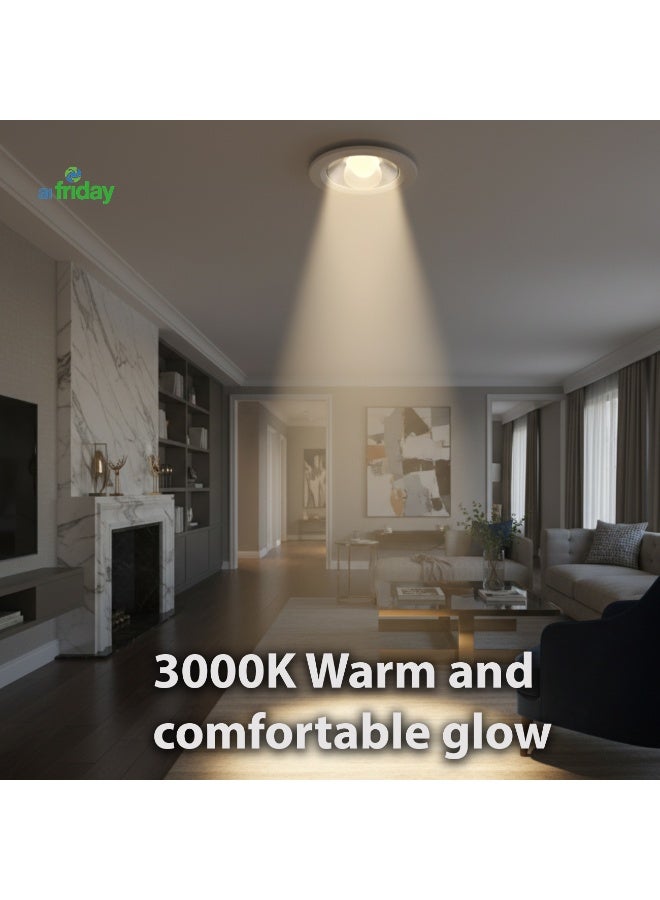 ALFRIDAY Round LED Recessed Downlight, 20W COB, Warm 3000K, Clear Glass Lens, Metal Housing - Image 4