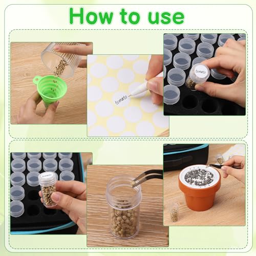 Hoemwarm Seed Storage Organizer Box, 57 Slots Seed Collection Containers Seed Storage Box with Label Tweezer Funnel,Gardening Seed Keeper Set for Flower Plants Garden(2 Size) - Image 4