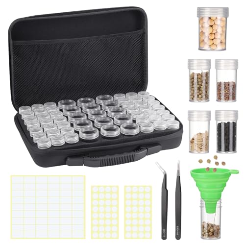 Hoemwarm Seed Storage Organizer Box, 57 Slots Seed Collection Containers Seed Storage Box with Label Tweezer Funnel,Gardening Seed Keeper Set for Flower Plants Garden(2 Size) - Image 1