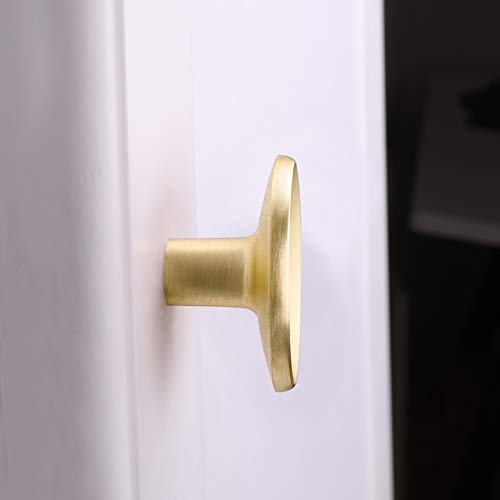 goldenwarm 10 Pack Gold Cabinet Knobs Kitchen Hardware Round Drawer Knob for Brushed Brass Cabinets Handles Closet Door Pulls Zinc Alloy - Image 4