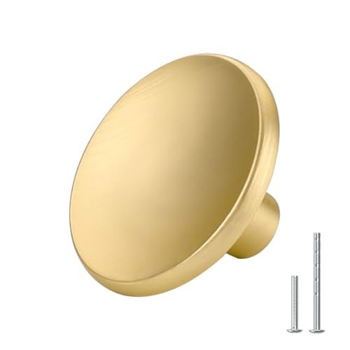 goldenwarm 10 Pack Gold Cabinet Knobs Kitchen Hardware Round Drawer Knob for Brushed Brass Cabinets Handles Closet Door Pulls Zinc Alloy - Image 1
