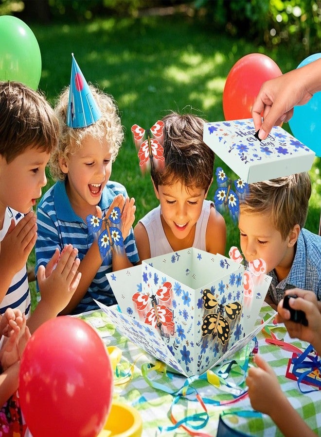 Blinket Flying Butterfly Explosion Gift Box with 6 Pcs Flying Butterflies, Surprise Birthday Gift Box with Butterfly， Surprise Cake Boxes for Birthday, Anniversary, Wedding,Graduation Special Occasions Blue - Image 5
