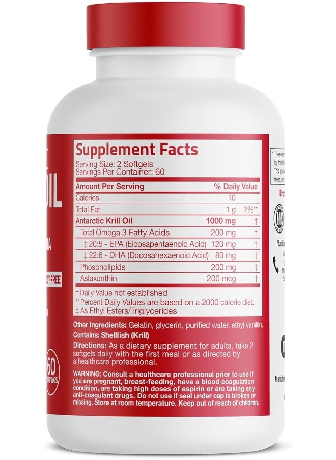 Bronson Antarctic Krill Oil 1000 Mg With Omega-3S Epa, Dha And Astaxanthin, Heavy Metal Tested, 120 Softgels (60 Servings)  - Image 5