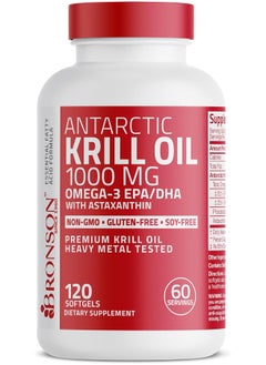 Bronson Antarctic Krill Oil 1000 Mg With Omega-3S Epa, Dha And Astaxanthin, Heavy Metal Tested, 120 Softgels (60 Servings)  - Image 1