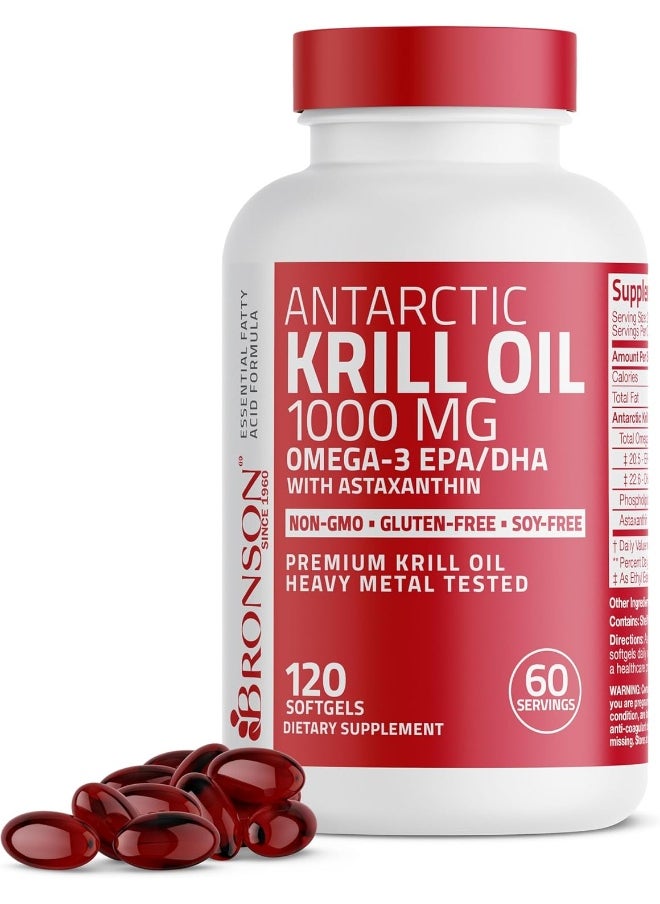 Bronson Antarctic Krill Oil 1000 Mg With Omega-3S Epa, Dha And Astaxanthin, Heavy Metal Tested, 120 Softgels (60 Servings)  - Image 3