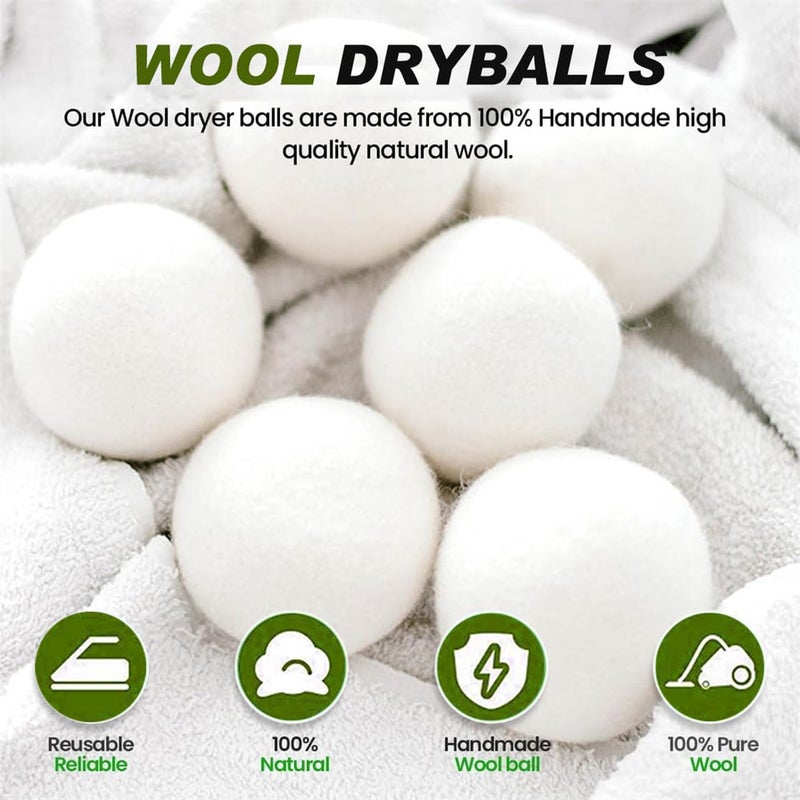 Wool Dryer Balls Reusable Laundry Dryer Balls Natural Fabric Softener Dryer Sheets Replacement for Reducing Clothing Static and Wrinkles, Set of 6PCS - Image 2