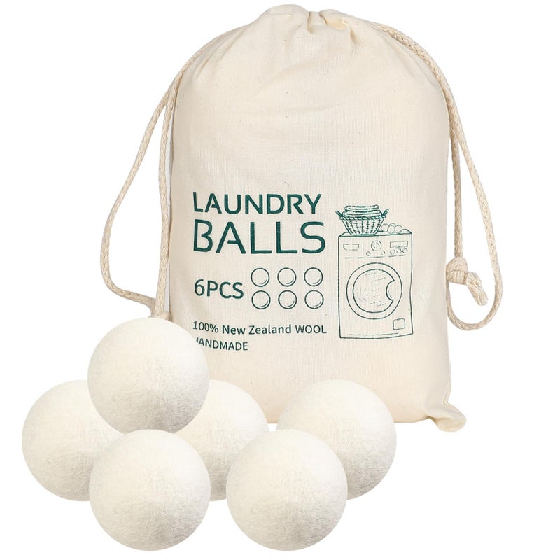 Wool Dryer Balls Reusable Laundry Dryer Balls Natural Fabric Softener Dryer Sheets Replacement for Reducing Clothing Static and Wrinkles, Set of 6PCS - Image 1