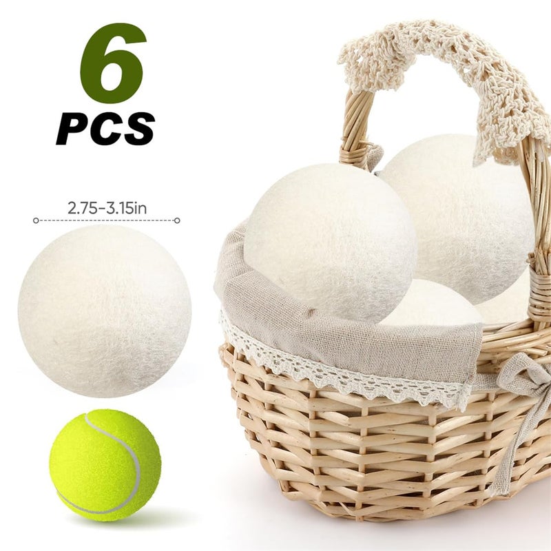 Wool Dryer Balls Reusable Laundry Dryer Balls Natural Fabric Softener Dryer Sheets Replacement for Reducing Clothing Static and Wrinkles, Set of 6PCS - Image 5