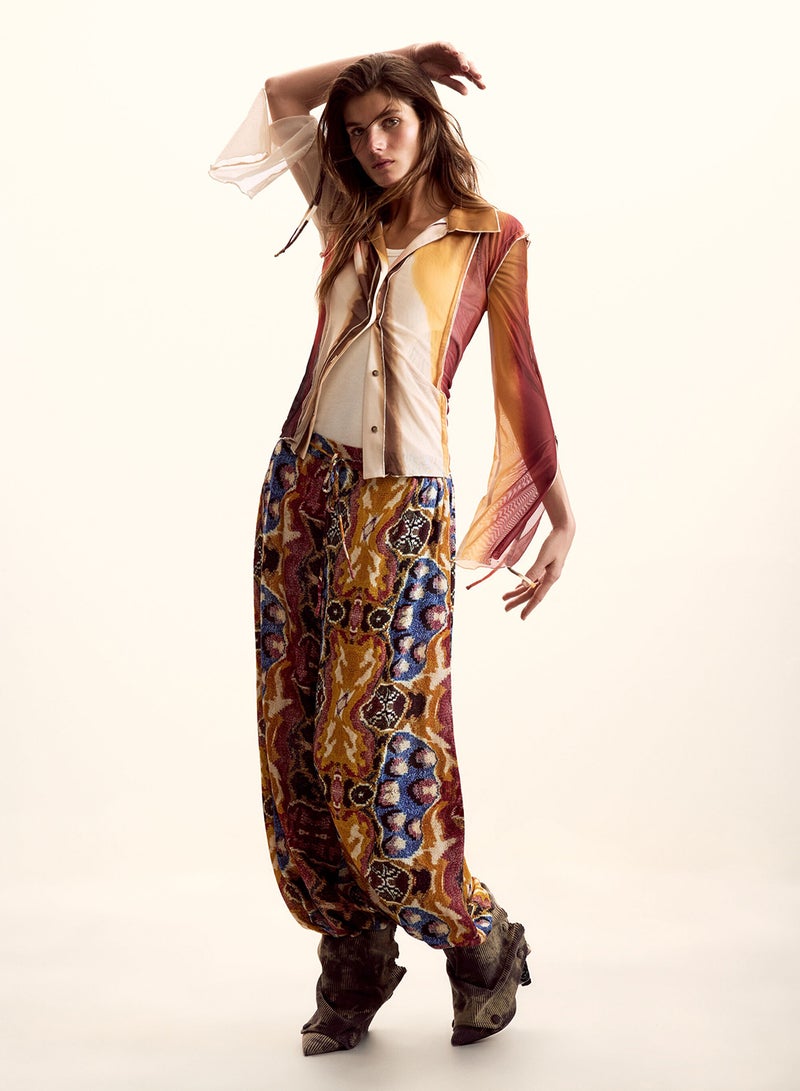 DESIGUAL Fitted Button-Up Blouses Made Of Semi-Transparent Fabric With Ties At The Cuffs - Image 2