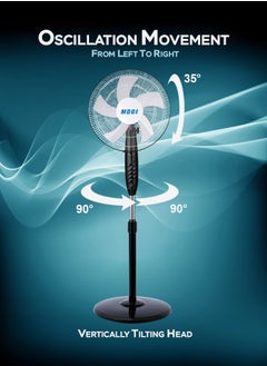 MODI 16" Pedestal Fan With Remote Control And Timer  - Image 5