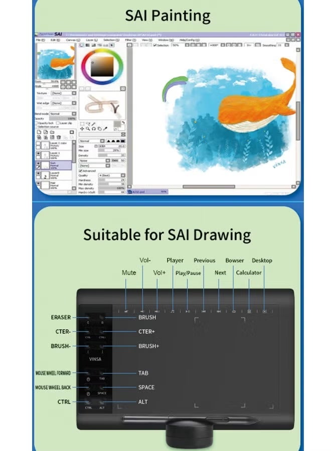 1060PLUS Graphic Tablet - Handwriting and Drawing Tablet, USB-A, 10x6 Inch, 8192 Levels Pressure Sensitivity - Image 4
