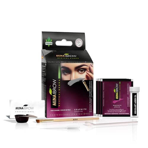 MinaiBrow MINA iBrow Henna Hair Color Professional Tint Kit with Brush Combo Pack Covers Gray HairLasts up to 6 weeks No Ammonia No Lead Vegan Cruelty Free up to 30 Applications Graphite - Image 2