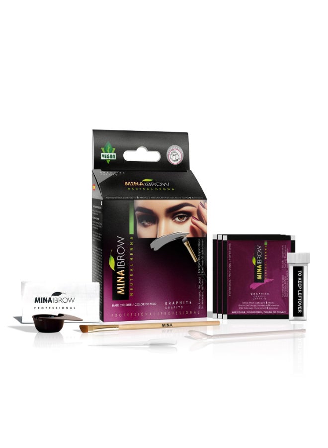 MinaiBrow MINA iBrow Henna Hair Color Professional Tint Kit with Brush Combo Pack Covers Gray HairLasts up to 6 weeks No Ammonia No Lead Vegan Cruelty Free up to 30 Applications Graphite - Image 3