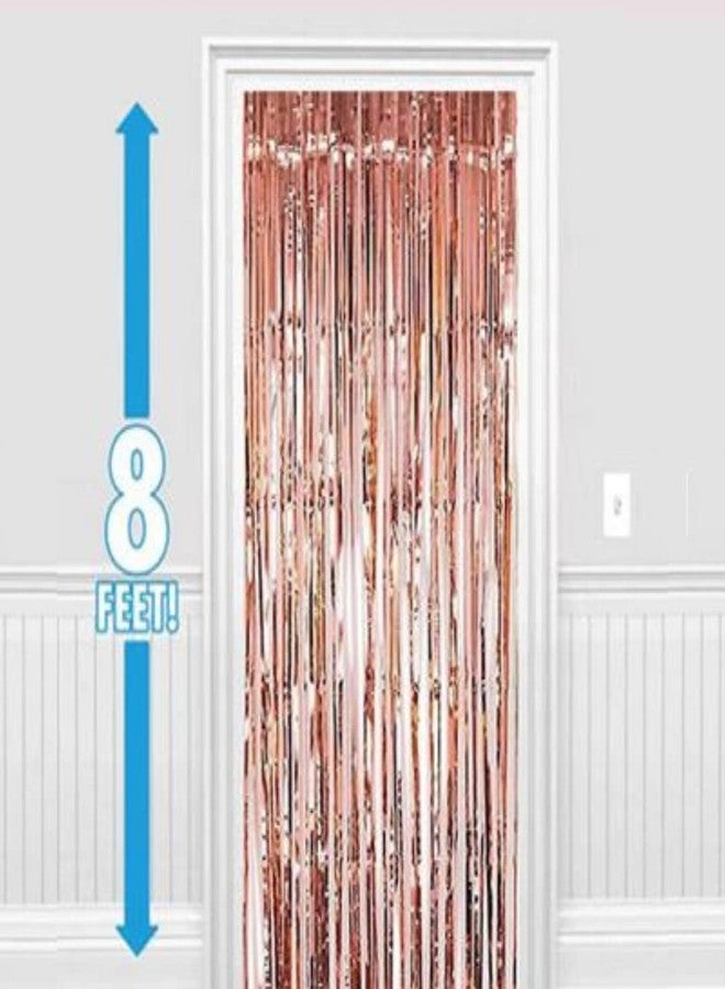 Party Town ستائر شراشيب معدنية من بارتي تاون (90 سم × 180 سم) لأعياد الميلاد | حفلات الزفاف | الخطوبة | حفلات توديع العزوبية | حفلات استقبال المولود | حفلات توديع العزوبية، زينة الحفلات (عبوة واحدة، ذهبي وردي) - Image 2