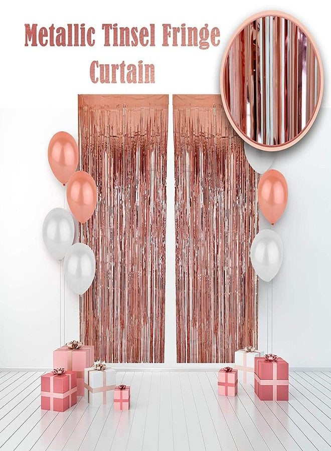 Party Town ستائر شراشيب معدنية من بارتي تاون (90 سم × 180 سم) لأعياد الميلاد | حفلات الزفاف | الخطوبة | حفلات توديع العزوبية | حفلات استقبال المولود | حفلات توديع العزوبية، زينة الحفلات (عبوة واحدة، ذهبي وردي) - Image 3