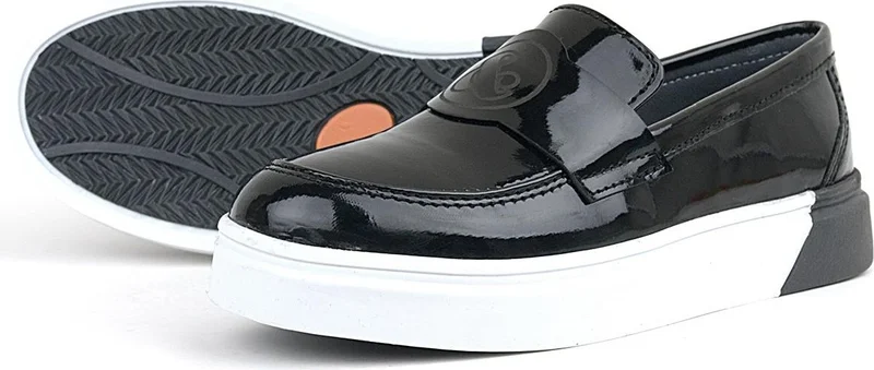 راكربلاس Black Patent Leather Kids Classic Shoes
